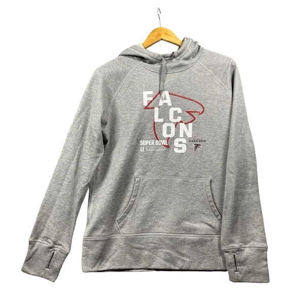 Nike Therma Fit Hoodie Atlanta Falcons Super Bowl 2017 Womens Large Gray‎ - Picture 1 of 10